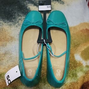 SO Turquoise Flats with Bow Accent
